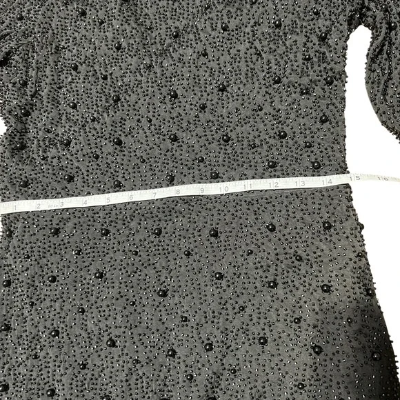 Oh Polly Black Beaded Mesh Bodycon Wrap Dress Party Evening Occasion - Picture 6 of 9